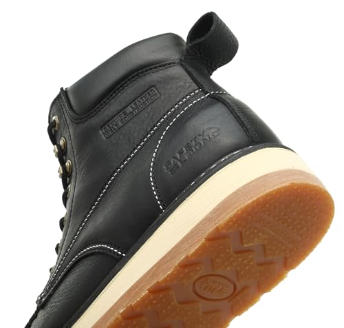 Image of Moc Toe Work Boots for Men Waterproof Soft /Steel Toe Comfortable Full Grain Leather Non Slip Wedge Outsole Construction 6 inch Workboots