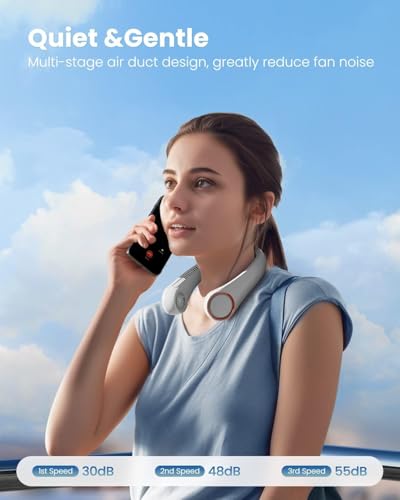 Image of Portable Fan - 3 Speed Rechargeable Bladeless, Adjustable Personal Black Neck Fan For Women & Men Modern Design, Great Cooling Fan For Travel, Outdoors & Sports-Green
