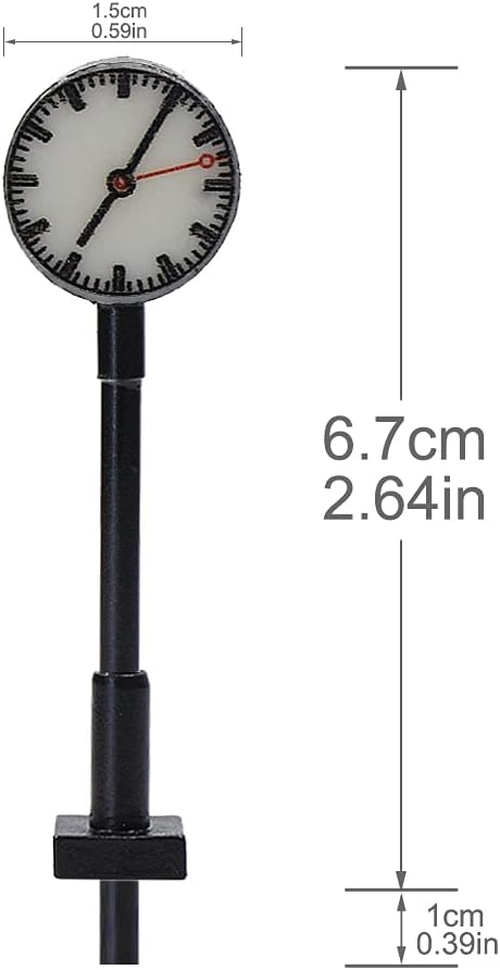 LQS62 3pcs Model Railway HO Scale 1:87 Lights Platform Clock Track Lamp (HO Scale)