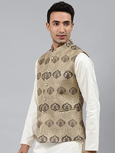 Men's Woven Jaquard Silk Nehru Jacket3