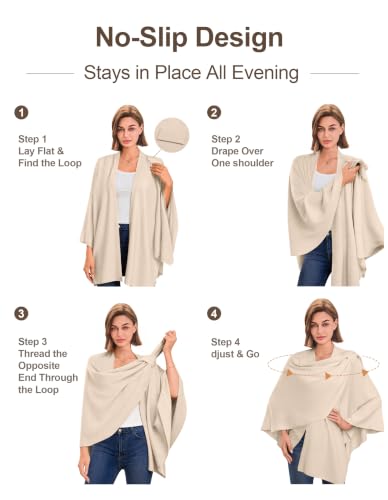 Image of PULI Womens Cross Front Poncho Shawl Wrap Elegant Wedding Formal Gift