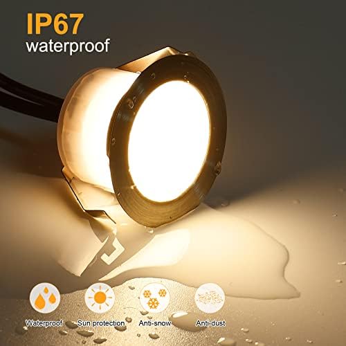GEYUEYA Home Ø45MM Decking Lights Warm White Led Decking Lights 12V 1W Waterproof IP67 Bluetooth Mesh APP Control Plinth Recessed Light Kits for Patio Ground Garden Stairs Steps Kitchen - 10 Packs