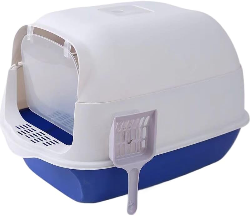 Fully Enclosed Cat Litter Box with Splash Guard for Easy Cleaning, Suitable for Small and Medium-Sized Cats (Blue)