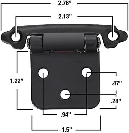Overlay Cabinet Hinges 1/2 Inch 50 Pack (25 Pairs) Face Mount (Matte Black, Screws Included)