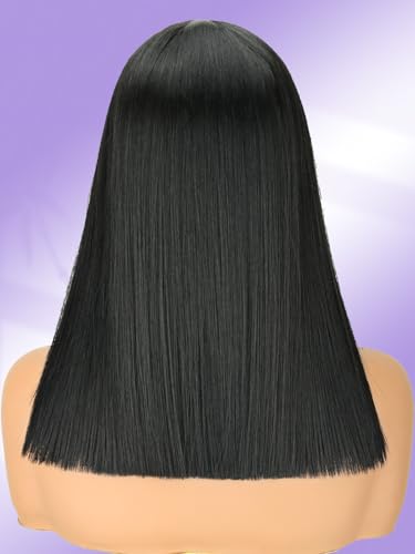 NOSTALGIA Glueless Wig for Women Natural Black Short Straight Lace Wig - image 8