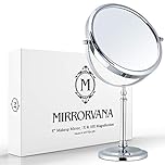 MIRRORVANA Large 10X Magnifying Makeup Mirror on Stand for Bedroom and Bathroom, Classic Free Standing Round Table Mirror with Double Sided 10X/1X Magnification, 38cm Tall and 20cm Wide