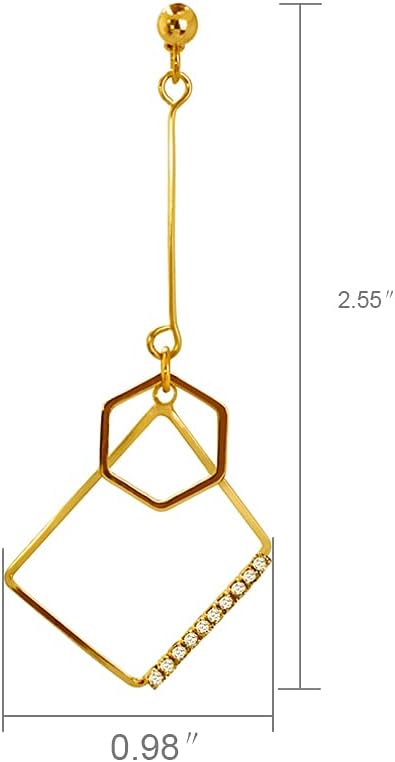 Mismatch Asymmetry Abstract Irregular Geometry Drop Dangle Earrings Sparkling Rhinestone Long Chain Pendant Earrings for Woman - Image 2
