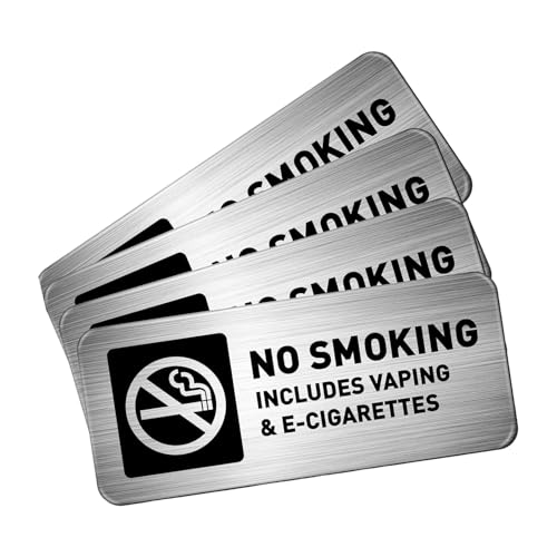 Snorvixre 4/8 placas metálicas 'No Smoked', parte trasera adhesiva resistente a la intemperie, marcadores antivaping para interiores y exteriores, para oficina en casa, cartel de metal 'No Smoked