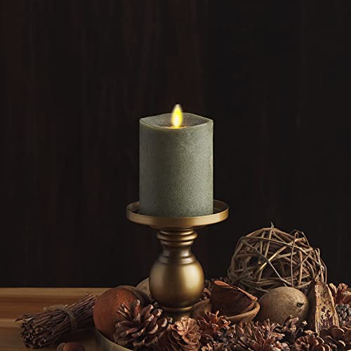 Image of Luminara - Flameless LED Battery Operated Flickering Pillar Candles - Stone Grey - Pack of 1-3x4.5 - Realistic Moving Flame Real Wax Indoor /Outdoor