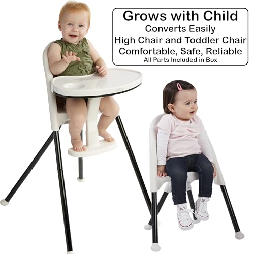 Image of Primo Cozy Tot Deluxe Convertible Folding High Chair & Toddler Chair - Portable Foldable Baby Chair /Toddlers Highchair - Travel Friendly, Removable EZ Clean Tray, Black /White, 22 inchx21 inchx33.5 inch