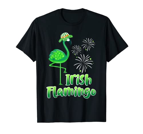 Flamant rose avec trèfle irlandais T-Shirt