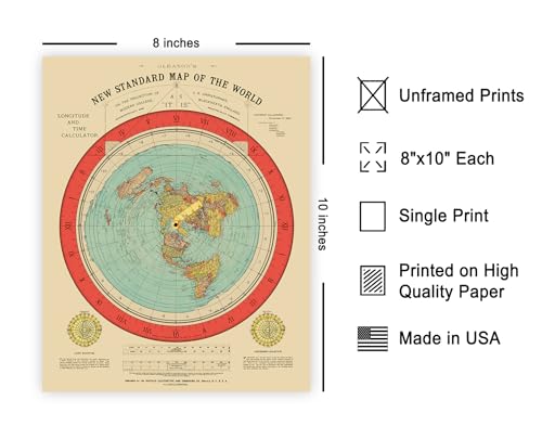 Carte du monde plate Gleason Poster Master 20x25 cm retro