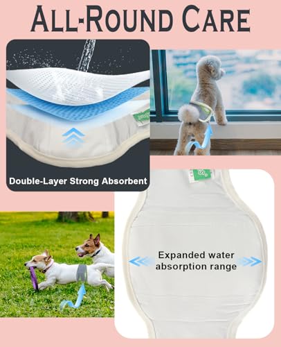 Image of 3-Pack Reusable Dog Diapers - Adjustable Belly Wraps for Small Dogs, Puppies & Untrained Males