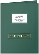 The Gallery Collection, 25 Count, Green, Tax Return Pocket Folders, Gold Foil with Customizable Labels, for Tax Professionals (9 x 12)