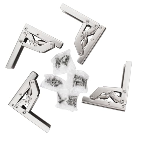 EWONICE 90 Degree Folding Door/Shelf Hinge Hidden Bracket Table Holder Furniture Parts, 4-Pack Hidden Hinges for Cabinet Doors - Thumbnail 4