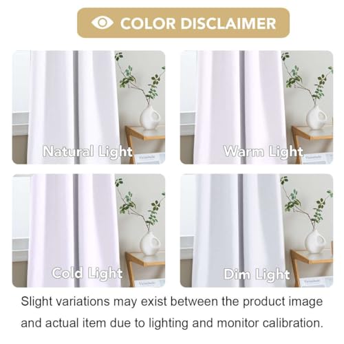 H.VERSAILTEX Linen Look 100% Blackout Curtains 63 Inches Long for Bedroom Full Light Blocking Rod Pocket Linen Textured Thick Window Curtain Drapes with White Backing, White, 2 Panels by H.VERSAILTEX - Image 5