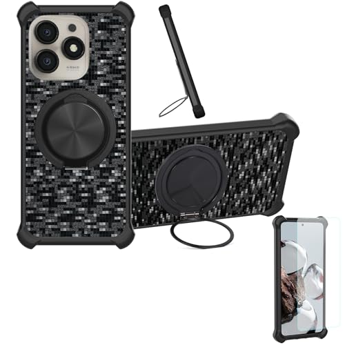 �Ή� Luo S15 Pro �P�[�X Phone Case [1�� 9H+�d�x���� �K���X�t�B����][360°��]���X�^���h�A�}�O�l�b�g��]CX-11-HEI
