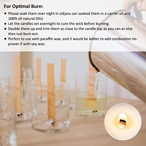Aoen 50 Sets Wood Candle Wicks with Iron Stand Smokeless Wick Natural Environmental-Friendly Wick for Candle Making Craft & DIY Handmade Candle 13 x 130mm, Brown (AE2220)