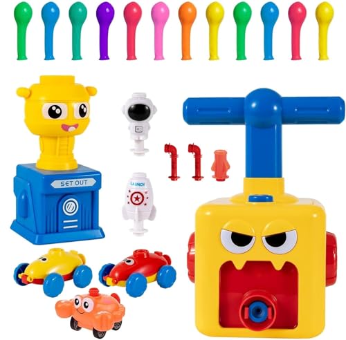 KEAGAN Balloon Launcher Car Toy Set, Balloon Powered Launch Car, Inflatable Balloon Car Toy Pump Set with Launch Pad, Air Inertial Power Pump Cars Racer Creative Vehicle Kit for Children Gift