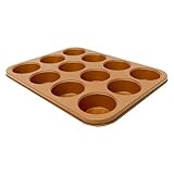 Gotham Steel Ti-Cerama Nonstick Muffin Pan in Grey/Copper