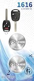 2 Pack CR1616 Original Key Fob Battery Replacement for Honda（2005-2015 ）CR-V, Accord, Civic, Odyssey, Ridgeline 1992-2009 Compatible with Lexus ES300 GS300 GS400 GS430 GX470, ETC.