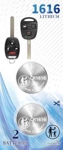 2 Pack CR1616 Original Key Fob Battery Replacement for Honda2005-2015 CR-V Accord Civic Odyssey Ridgeline 1992-2009 Compatible with Lexus ES300 GS300 GS400 GS430 GX470 ETC.