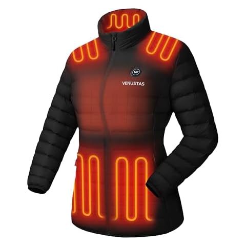 Venustas Women's Lightweight Heated Jacket with Battery, 6-Zone Electric Puffer Winter Coat for Outdoor Camping Hiking Cover