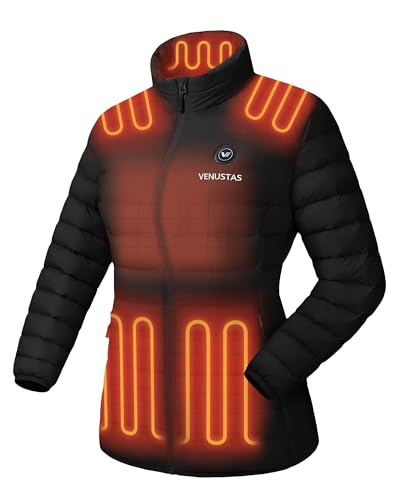 Venustas Women's Lightweight Heated Jacket with Battery, 6-Zone Electric Puffer Winter Coat for Outdoor Camping Hiking