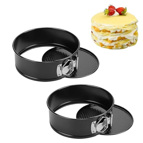 FARYODI - FARYODI 2 Stück Mini Springform 12cm, Auslaufsichere Kuchenform aus Stahl, Kuchenform mit Antihaftbeschichtung und mit Abnehmbarem, für Geburtstag/Hochzeit/Hause (Rundschreiben)