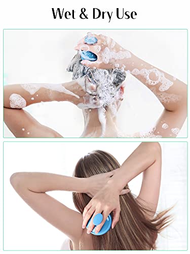 Image of HEETA Scalp Massager with Soft Silicone Bristles for Hair Growth, Dandruff Removal and Exfoliation - Sky Blue Shampoo Brush