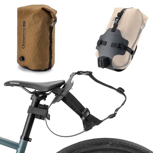 Sac étanche 12L guidon kaki et sacoche de selle noir pour vtt et route