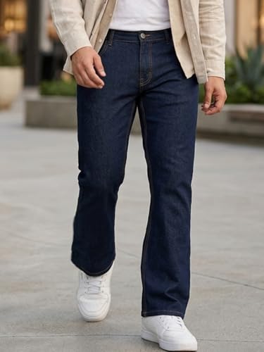 Image of Urbano Plus Men's Regular Fit Mid Rise Washed Denim Bootcut Jeans Stretchable
