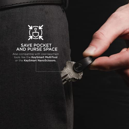 Keysmart Mini - Minimalist Compact Key Holder - Small Key Organizer And Keychain, Attach Car Key Fob - Lightweight Key Ring - Securely Holds Keys -Great Stocking Stuffer - Up To 4 Keys, Black #TOP3