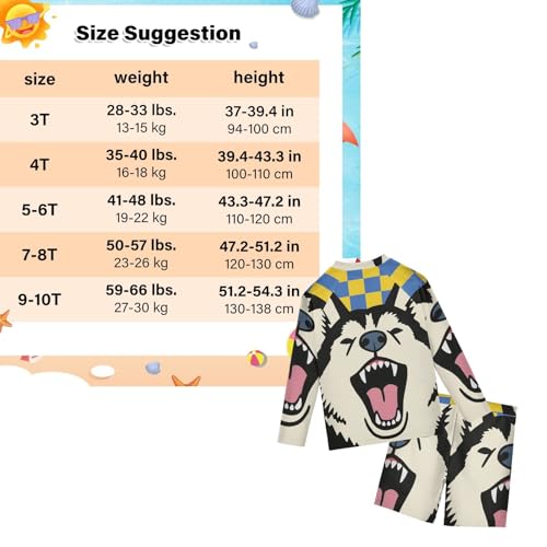 Traje de baño de dos piezas manga larga niños protección UV piscina a cuadros 3