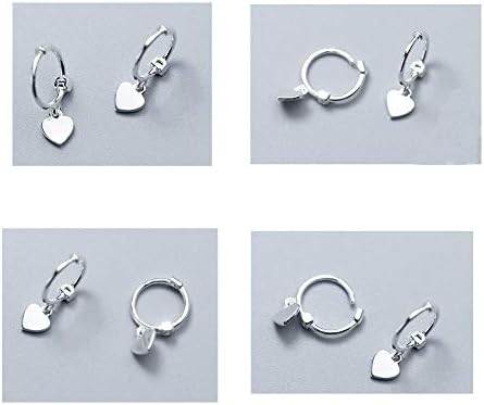 Tiny Love Heart Dangle Small Hoop Earrings for Women Teen Girls S925 Sterling Silver Cartilage Cute Sleeper Dainty Huggie Hoops Jewelry Gifts