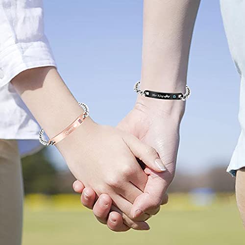 Xihuimay 2Pcs King And Queen Matching Set His Hers Couples Bracelets Cubic Zirconia Bracelets Link Chain Crown Bracelets Gift Jewelry For Lover Anniversary Promise Bracelet For Men Women, Style 2 #TOP4