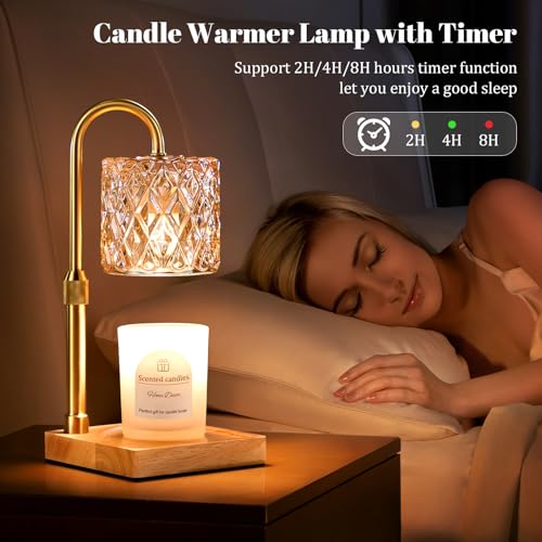 Hong-in Candle Warmer Lamp with Timer -Dimmable Adjustable Height Wax Melt Warmer for Jar Candles,Vintage Home Decor with Elegant Amber Glass,Birthday Gifts for Women, Mom, Friend, Sister by Hong-in - Image 7
