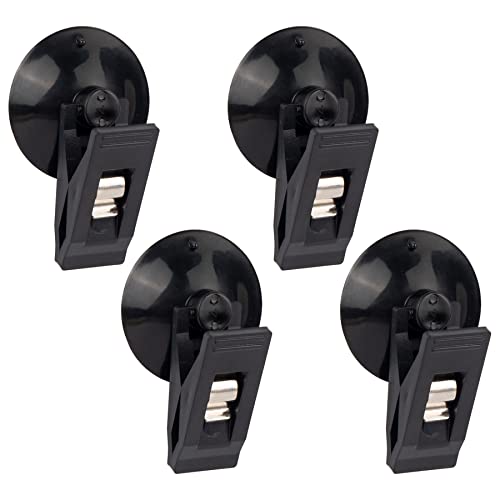 AUEAR, 4 Pack Black Suction Cup Clips Round Holder Multiple Purpose Card Clamp for Car Business Kitchen Office Home Accessories