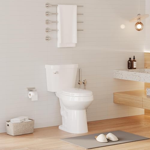 Two Piece Toilet, 21" Elongated Toilets for Bathrooms With Soft Close Seat, Extra Tall Height With 1.28 GPF Siphonic Flush Cotton White