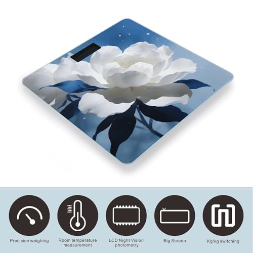 Báscula Digital de Vidrio Templado Azul y Blanca para Baño miniatura 3