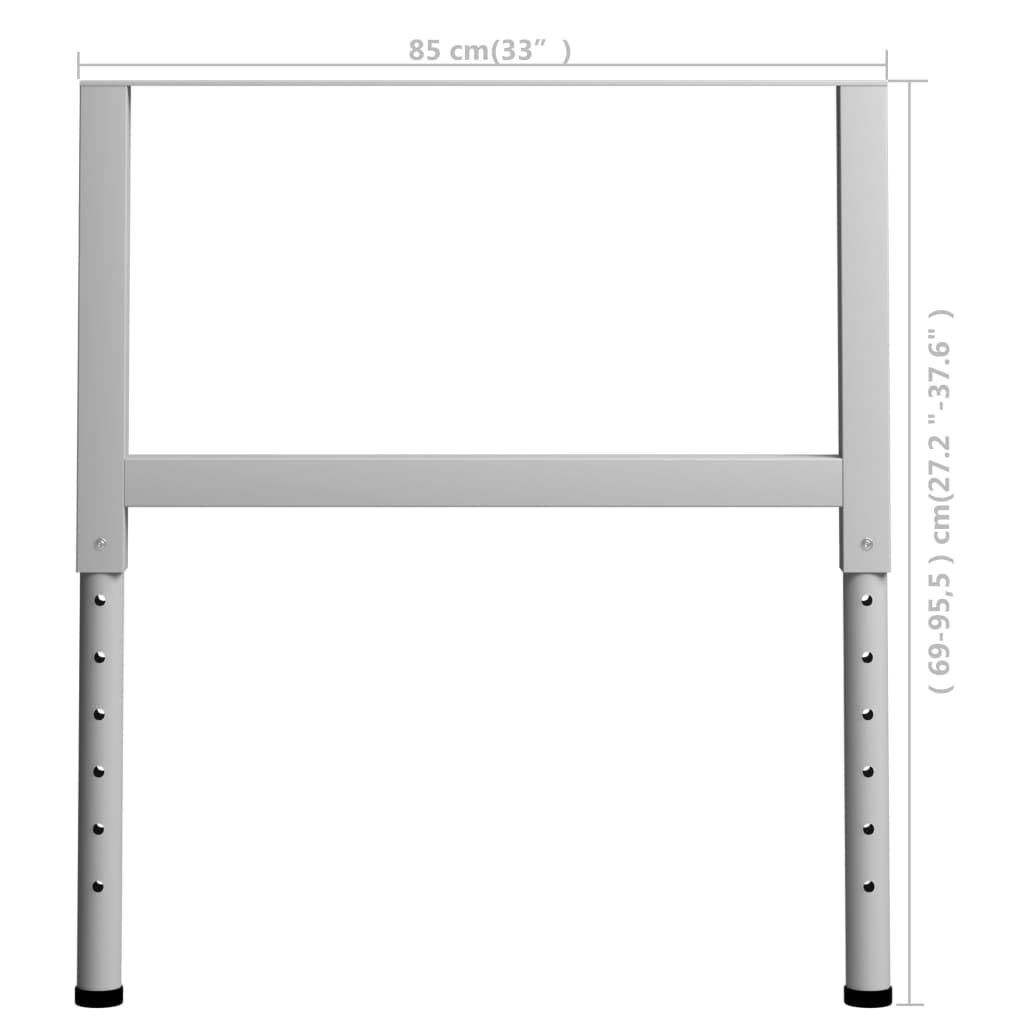 2 marcos ajustables para banco de trabajo, metal, 85 x (69-95,5 cm), color gris, para banco de mesa