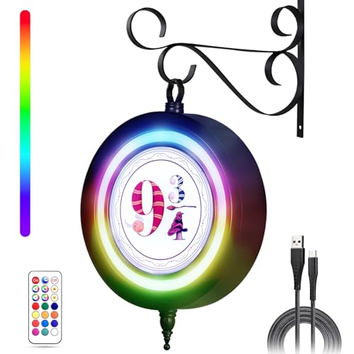 Wizard LED Lamp Halloween Decorations: Platform 9 3/4 Sign Rechargeable Wall Lights - Dimmable RGB Night Light Potter Fans Souvenir - Christmas Children‘s Day Birthday Movie Fans Magic Lamp Gift