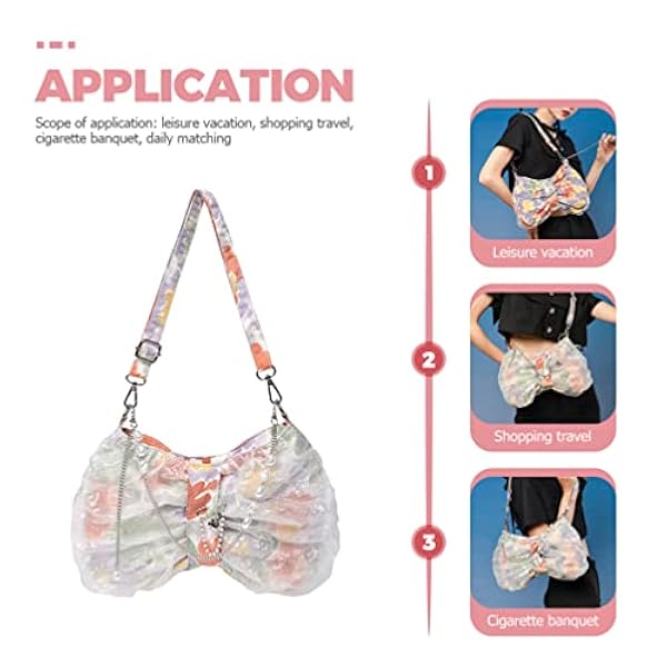 SOIMISS Mode Båge Handväska Nätgasfjäril Axelväska Söta Tjejer Crossbody Väska Handväska