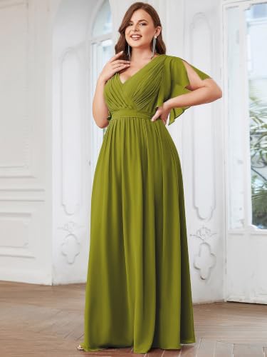 Image of Ever-Pretty Plus Women's Chiffon Maxi Plus Size Formal Bridesmaid Dresses