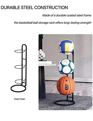 Basketball Ball Storage Rack,3 Tier Cube Sports Ball Holder,Garage Sports Organizer,Indoor Removable Vertical Display Stand For Football Basketball. #TOP3