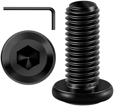 Mywish M8 x 20mm 20Pcs Flat Head Hex Socket Cap Screws Bolts, 304 Stainless Steel Furniture Bolts Full Thread, Black Oxide & Hex Spanner