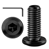 Mywish M8 x 20mm 20Pcs Flat Head Hex Socket Cap Screws Bolts, 304 Stainless Steel Furniture Bolts Full Thread, Black Oxide & Hex Spanner