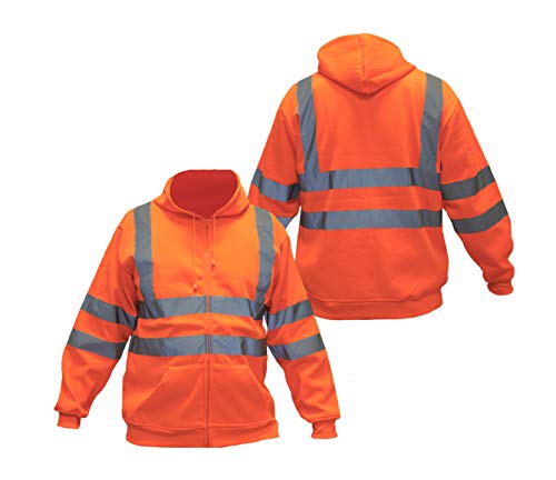 Consorte MERKURY Warnschutzjacke Warnjacke Arbeitsjacke Reißverschluss atmungsaktiv Kapuze Taschen reflektierende Streifen EN 471 EN 13688; Orange (XL)
