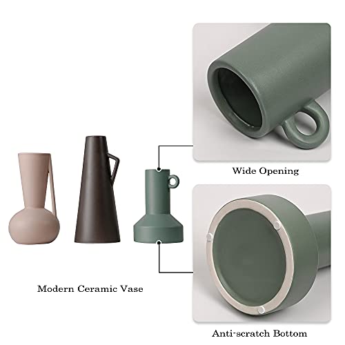 Teresa's Collections Morandi Modern Ceramic Vase For Decor, Modern Farmhouse Decor, Living Room Decor, Boho Vase For Pampas Grass, Flower Vases For Table Centerpieces, Mantel, Shelf, 10.4"-Set Of 3 #TOP5