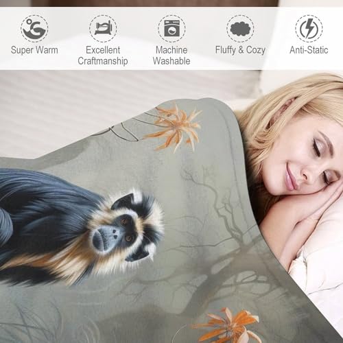 Plaid couverture flanelle singe résistant aux lavages pour protéger le canapé